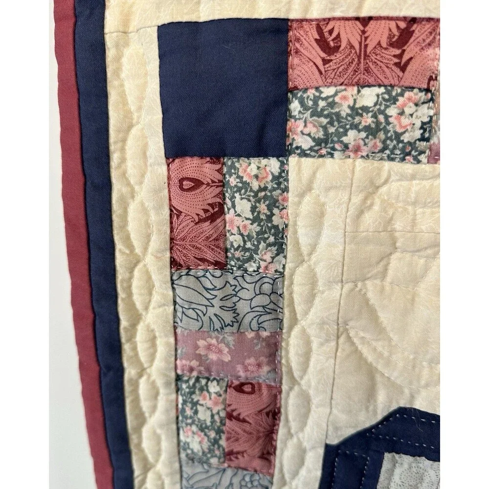 Vintage 90s Handmade Heart to Heart Quilt Wall Hanging - Quilted Textile